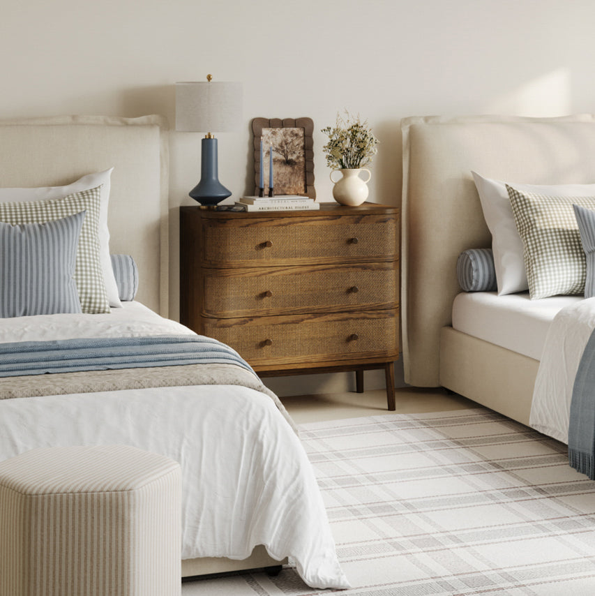 Callie Smoked Wood & Natural Rattan Chest of Drawers | 3 Drawers